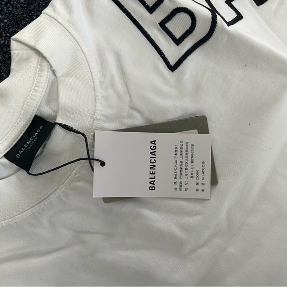 Balenciaga Oversized BB Logo Long Sleeve Shirt White/Black – Size L (Fits XXL) - Picture 13 of 15